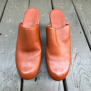 Everlane The Clog Cognac Brown Wood Heel Leather Size 11